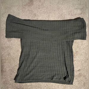 Express ribbed semi crop off the shoulder top